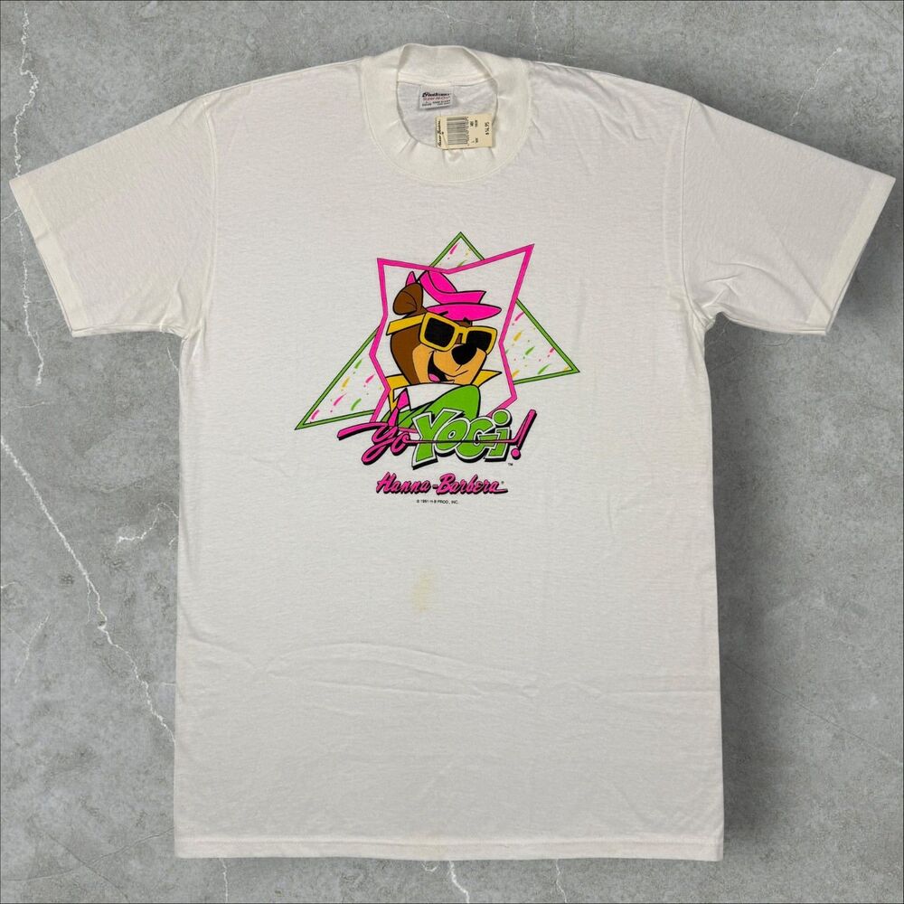 Vintage 90s Yo Yogi! Hanna Barbera Neon Sunglasses 80s Style T-Shirt - Large